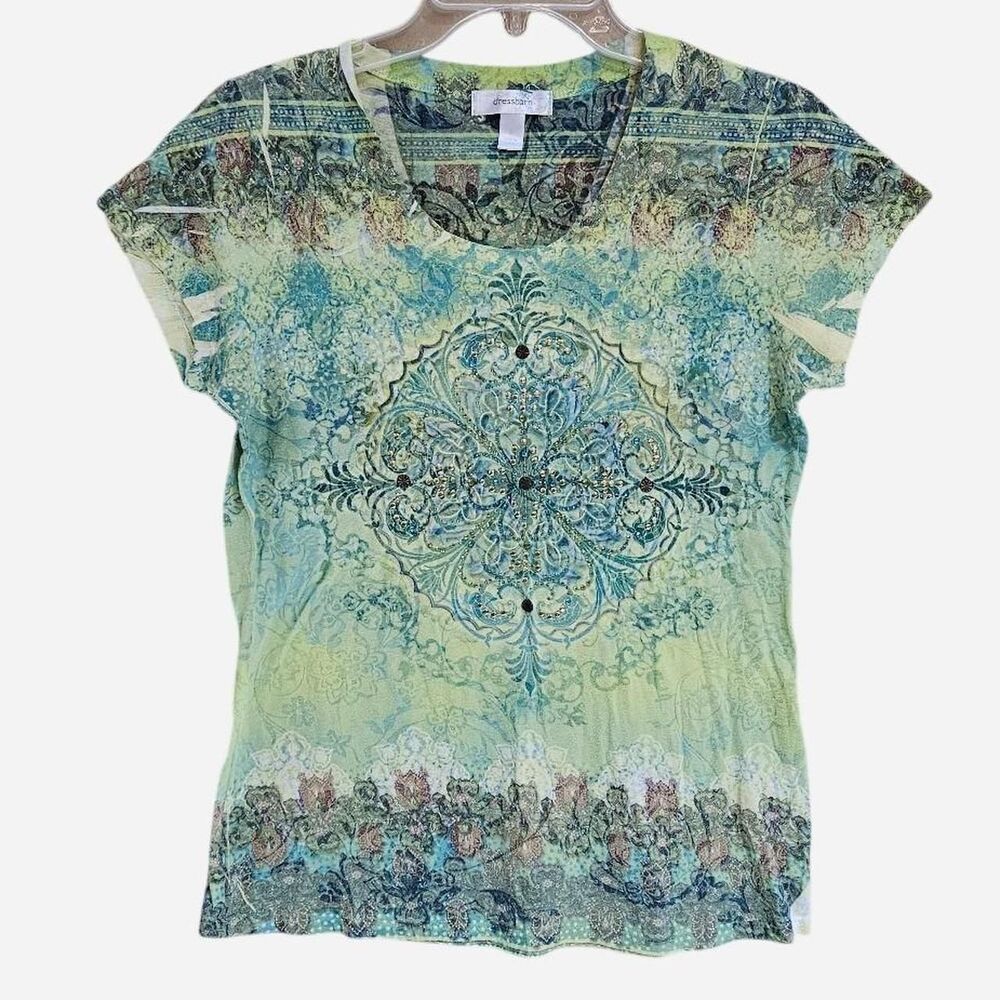y2k fairy grunge green blue bling burnout tee